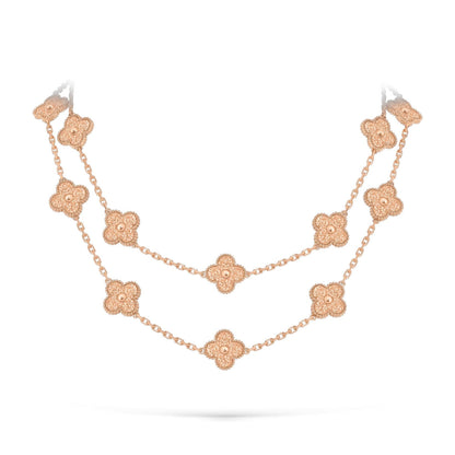[Riva Jewelry]CLASSIC 20-MOTIF LUCKY CLOVER LONG NECKLACE ROSE GOLD COLLECTION