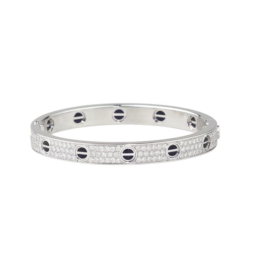 [Riva Jewelry]KLASSISCHER 6,1 MM LOVE BANGLE – DIAMANT PAVÉ & SCHWARZE KERAMIK
