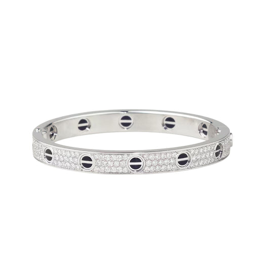 [Riva Jewelry]KLASSISCHER 6,1 MM LOVE BANGLE – DIAMANT PAVÉ & SCHWARZE KERAMIK