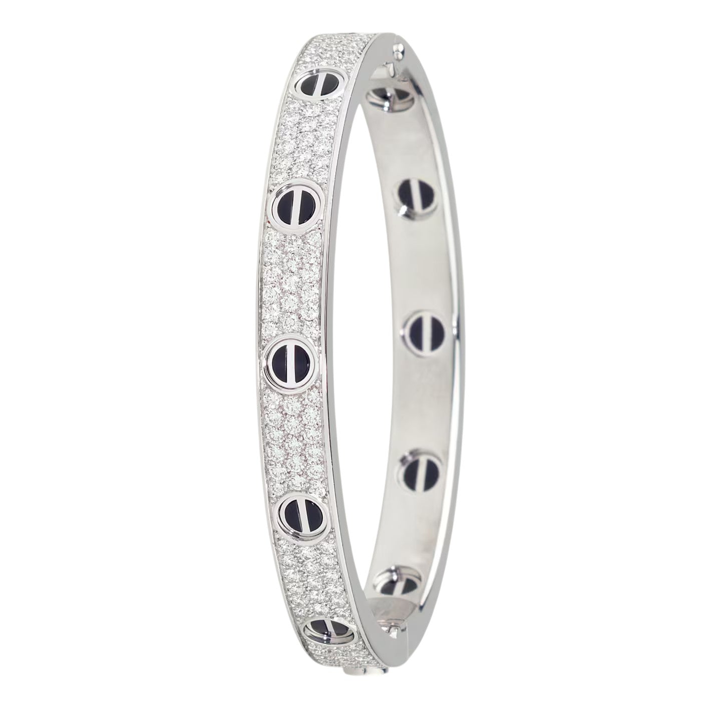 [Riva Jewelry]KLASSISCHER 6,1 MM LOVE BANGLE – DIAMANT PAVÉ & SCHWARZE KERAMIK