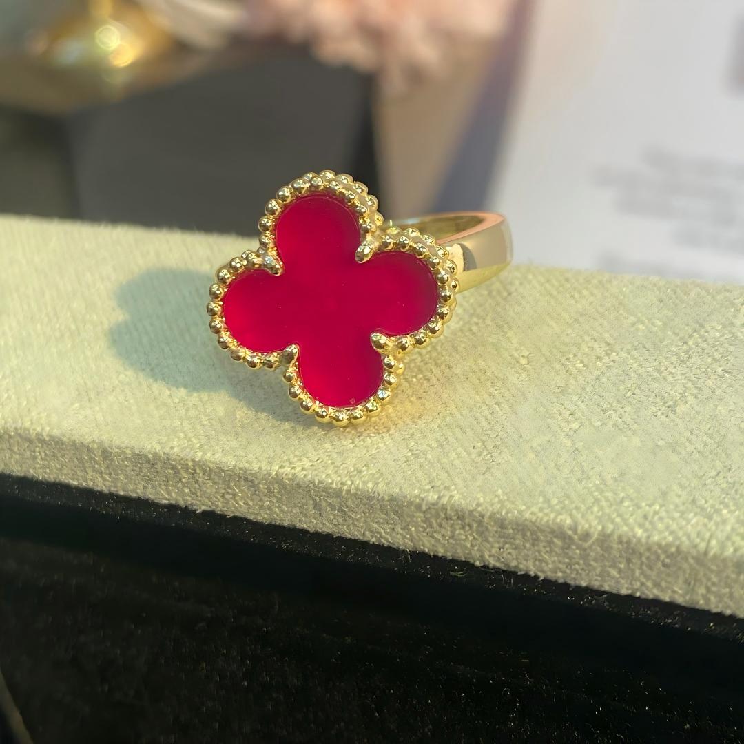 [Riva  Jewelry]NEW CLOVER PINK ENAMEL RINGS