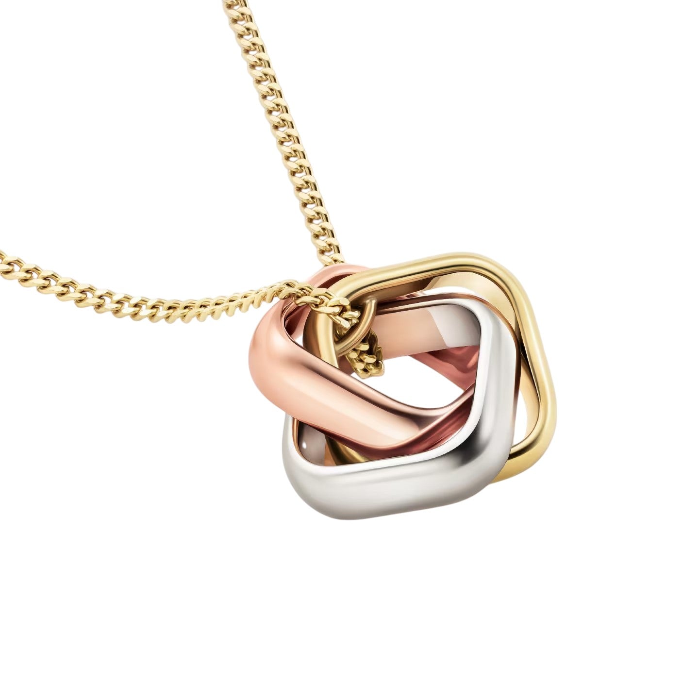 [Riva Jewelry]TRI-COLOR-HALSKETTE MIT VIERECKIGEM ANHÄNGER