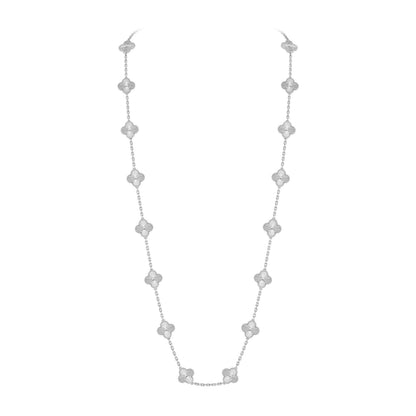 [Riva Jewelry]KLASSISCHES LANGE HALSKEKETTE MIT 20 KLEEBBLÄTTERN AUS WEISSGOLD KOLLEKTION