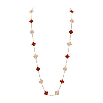 [Riva Jewelry]CLASSIC 20-MOTIF LUCKY CLOVER LONG NECKLACE ROSE GOLD COLLECTION