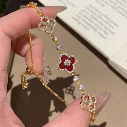 [Riva Jewelry ]CLOVER 5 MOTIF PINK BLUE RED WHITE BRACELET
