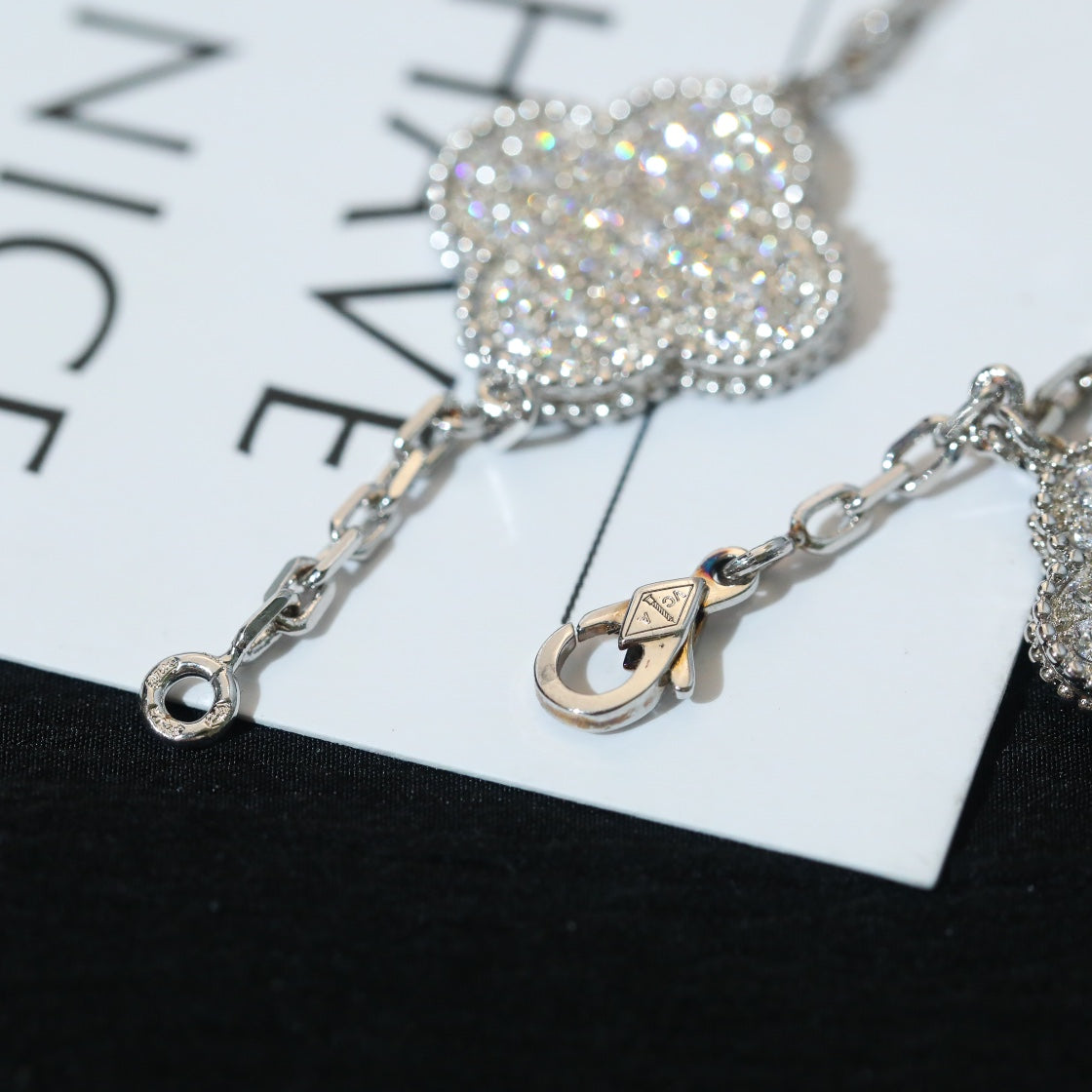 [Riva Jewelry ]CLOVER BRACELET 5 MOTIF SILVER DIAMOND PAVED