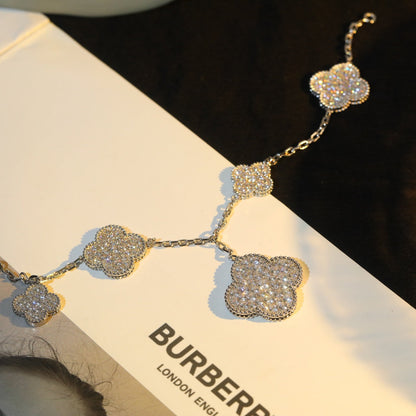[Riva Jewelry ]CLOVER BRACELET 5 MOTIF SILVER DIAMOND PAVED