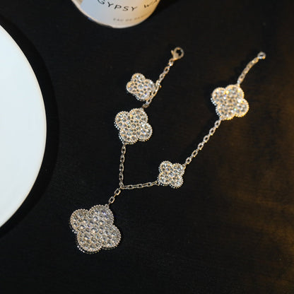 [Riva Jewelry ]CLOVER BRACELET 5 MOTIF SILVER DIAMOND PAVED