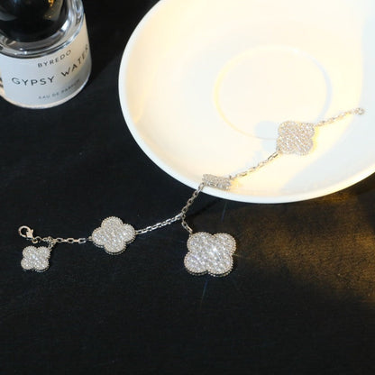 [Riva Jewelry ]CLOVER BRACELET 5 MOTIF SILVER DIAMOND PAVED