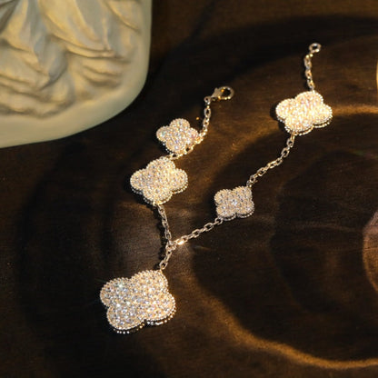 [Riva Jewelry ]CLOVER BRACELET 5 MOTIF SILVER DIAMOND PAVED