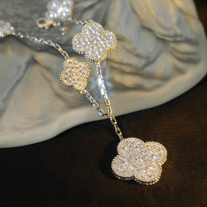 [Riva Jewelry ]CLOVER BRACELET 5 MOTIF SILVER DIAMOND PAVED