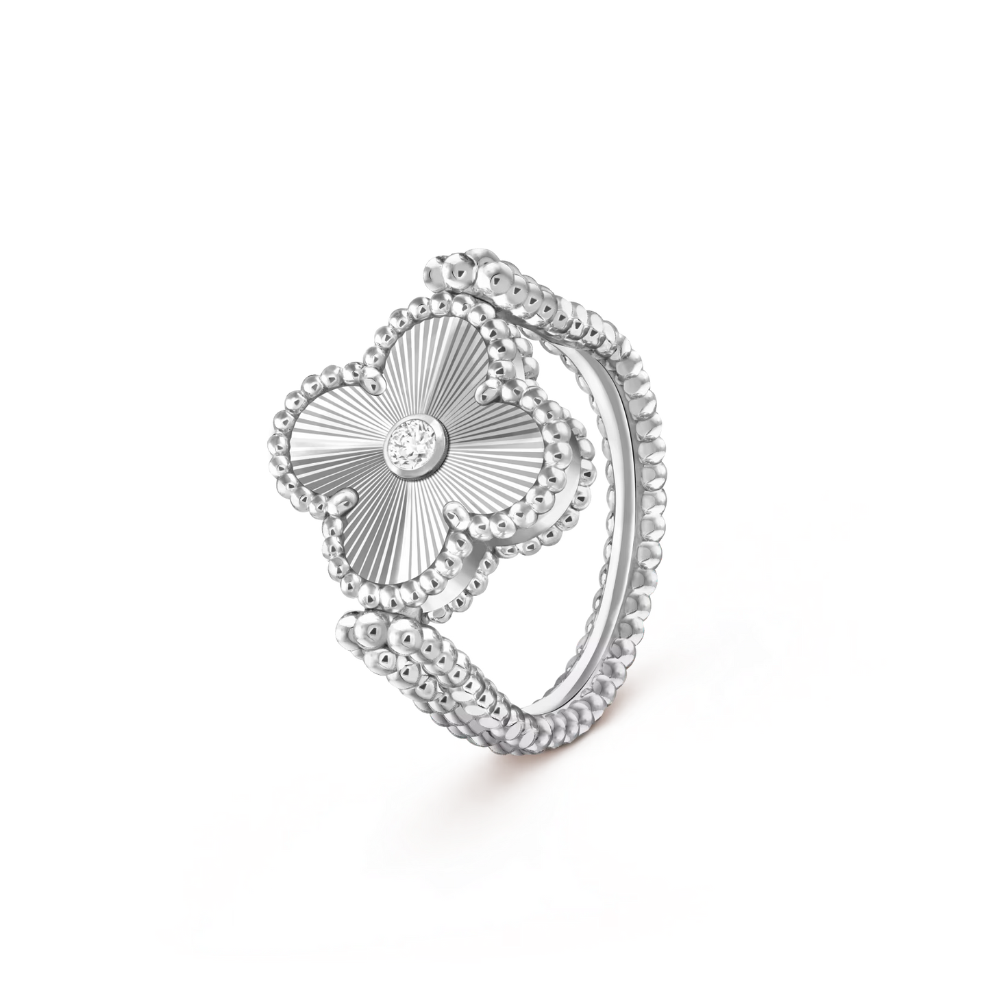 [Riva Jewelry]ラッキー クローバー ホワイトゴールド リバーシブル リング