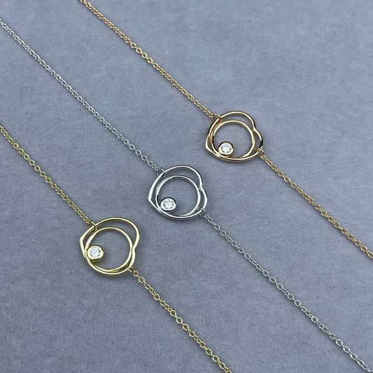 [Riva Jewelry]HOLLOW HEART SINGLE DIAMOND BRACELET