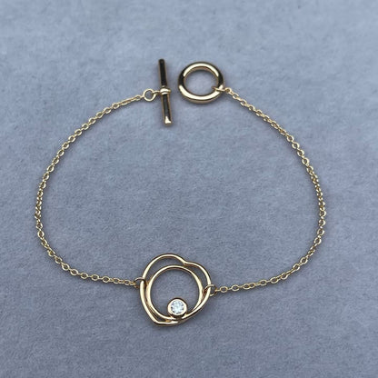 [Riva Jewelry]HOLLOW HEART SINGLE DIAMOND BRACELET