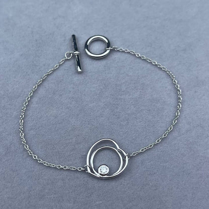 [Riva Jewelry]HOLLOW HEART SINGLE DIAMOND BRACELET