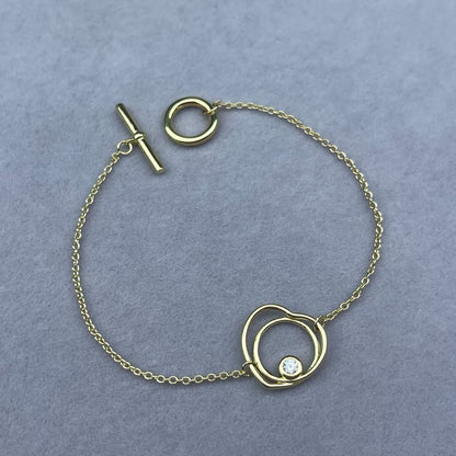 [Riva Jewelry]HOLLOW HEART SINGLE DIAMOND BRACELET