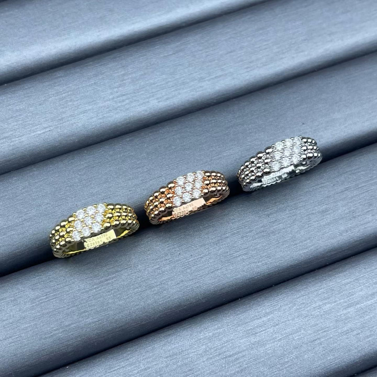 [Riva Jewelry]NARROW BEADED RING WITH DIAMONDS