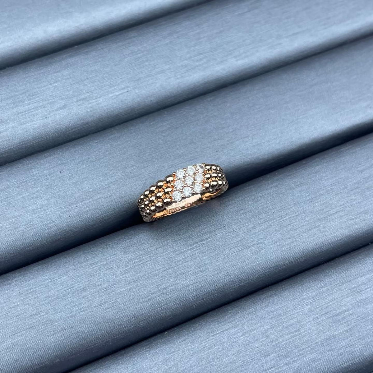 [Riva Jewelry]NARROW BEADED RING WITH DIAMONDS