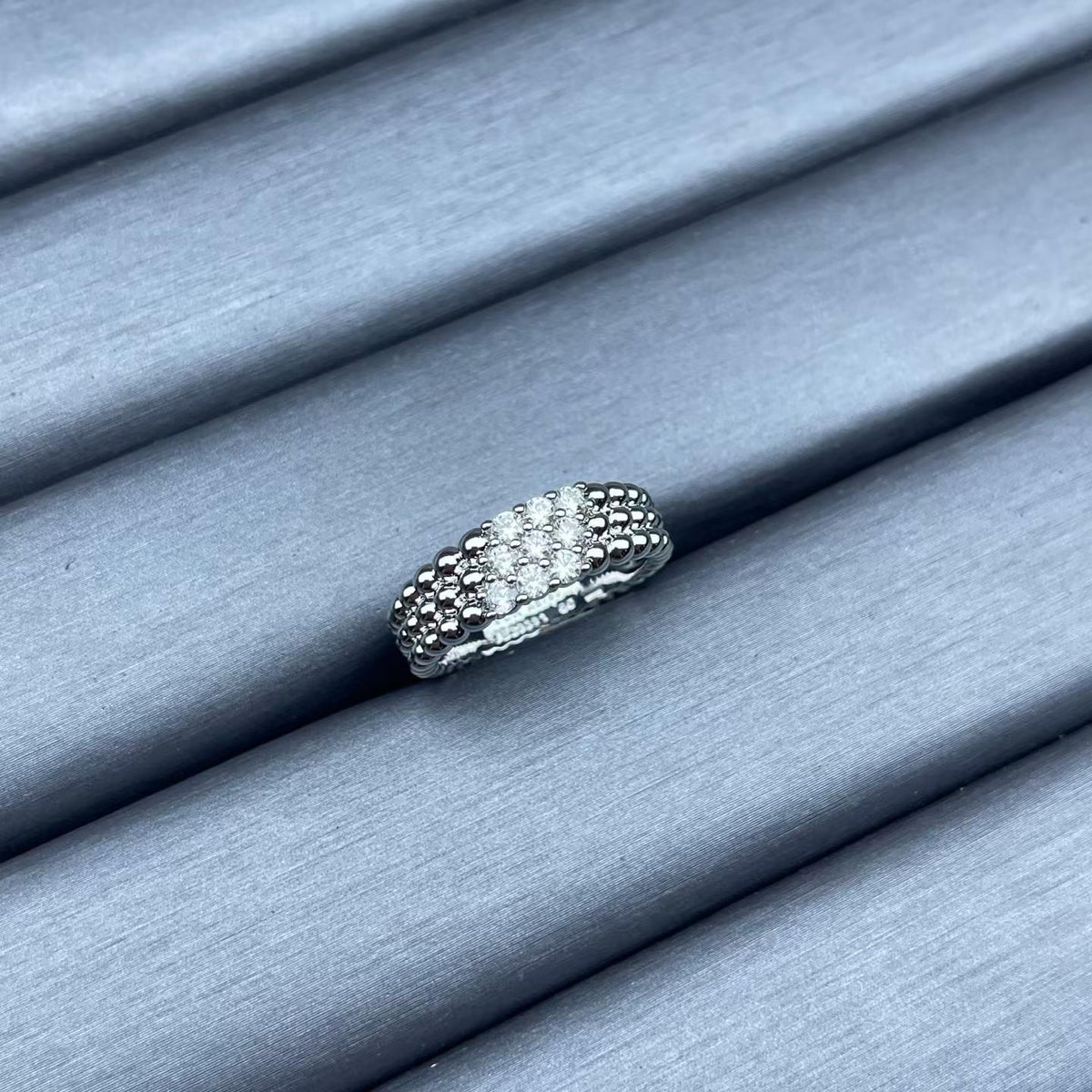 [Riva Jewelry]NARROW BEADED RING WITH DIAMONDS