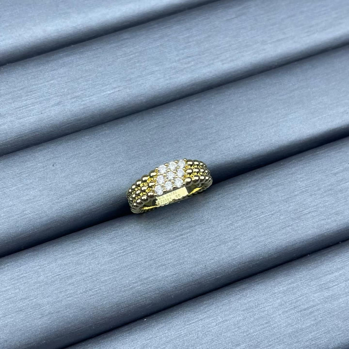 [Riva Jewelry]NARROW BEADED RING WITH DIAMONDS