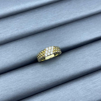 [Riva Jewelry]NARROW BEADED RING WITH DIAMONDS