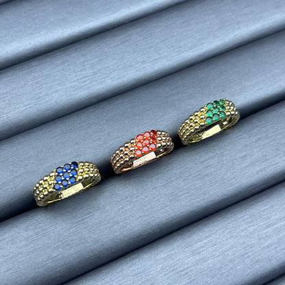 [Riva Jewelry]NARROW BEADED RING WITH DIAMONDS