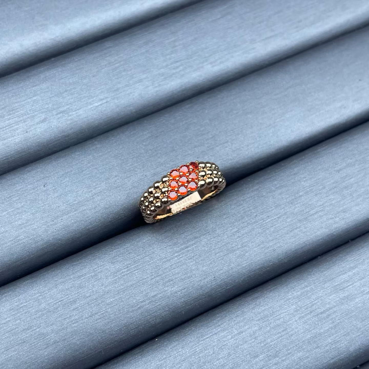 [Riva Jewelry]NARROW BEADED RING WITH DIAMONDS
