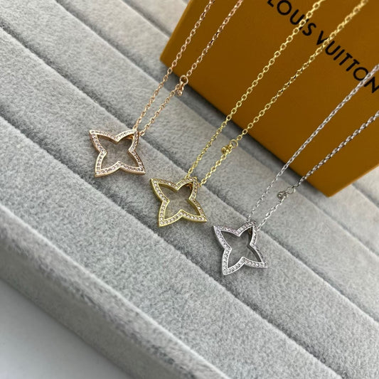 [Riva Jewelry]FOUR-LEAF CLOVER OPENWORK NECKLACE