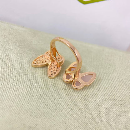 [Riva Jewelry]TWIN BUTTERFLY NEW DIAMOND & PINK BUTTERFLY RING