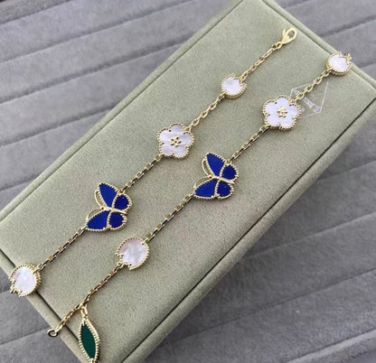 [Riva Jewelry ]LUCKY SPRING GOLD BLUESTONE WHITE MOTHER-OF-PEARL BRACELET