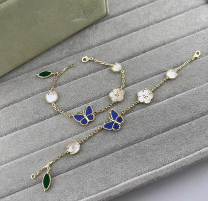 [Riva Jewelry ]LUCKY SPRING GOLD BLUESTONE WHITE MOTHER-OF-PEARL BRACELET