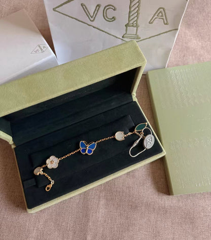 [Riva Jewelry ]LUCKY SPRING GOLD BLUESTONE WHITE MOTHER-OF-PEARL BRACELET