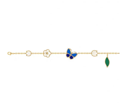 [Riva Jewelry ]LUCKY SPRING GOLD BLUESTONE WHITE MOTHER-OF-PEARL BRACELET