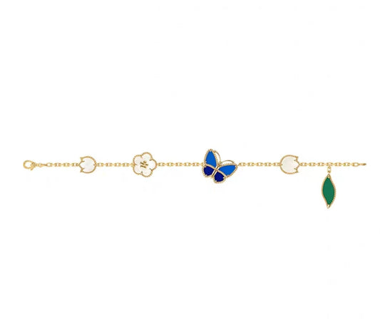 [Riva Jewelry ]LUCKY SPRING GOLD BLUESTONE WHITE MOTHER-OF-PEARL BRACELET