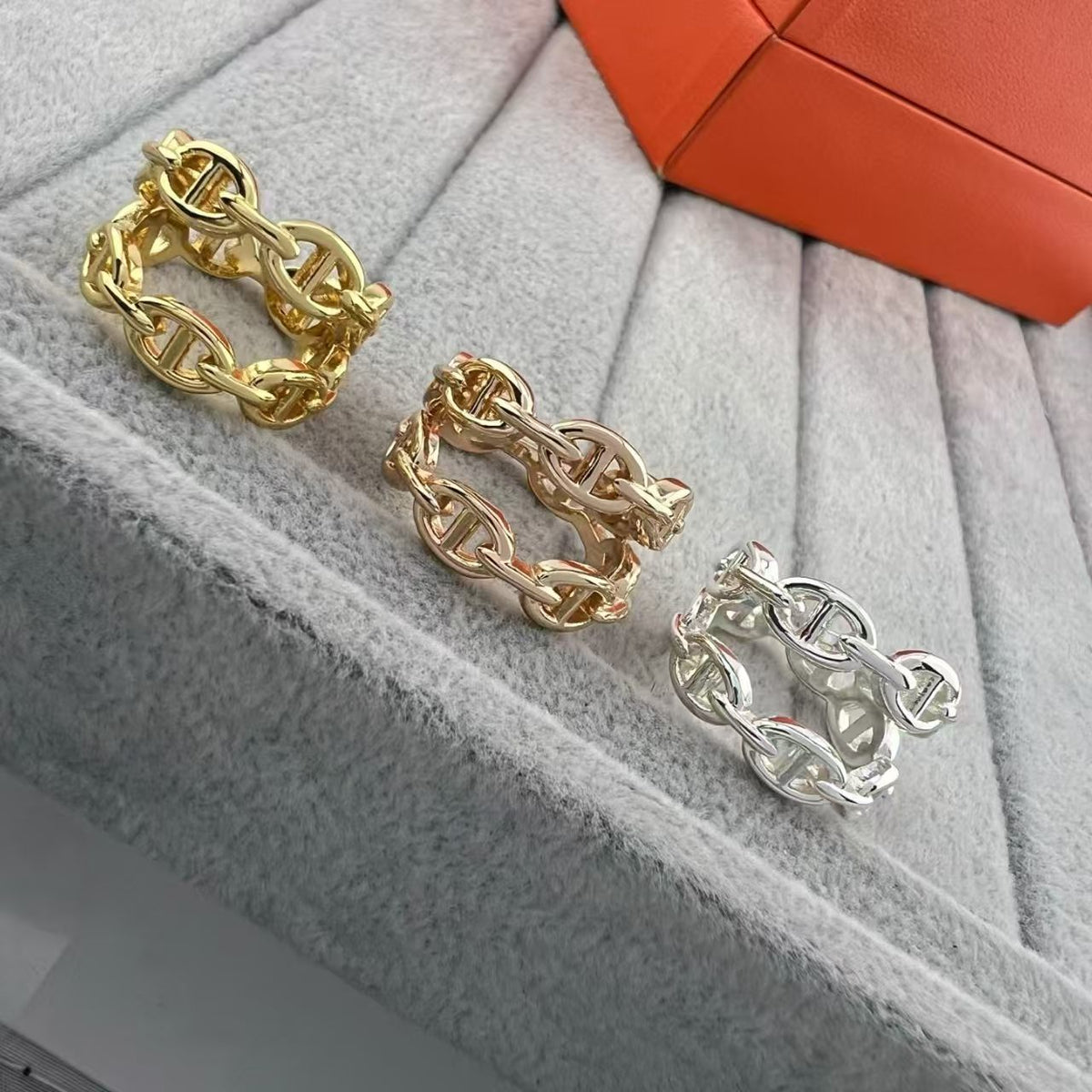 [Riva Jewelry]GLOSSY FINISH SQUARE COMBINATION DOUBLE-LAYER PIG NOSE RING