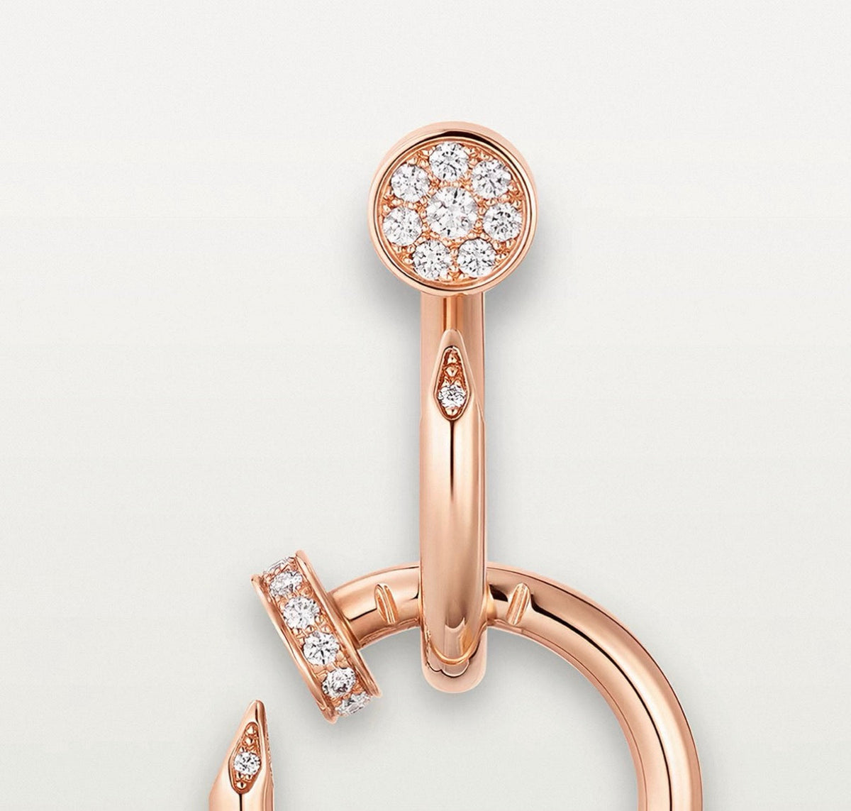 [Riva Jewelry]NAIL COLLECTION DIAMOND SET DOUBLE HOOP EARRINGS