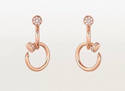 [Riva Jewelry]NAIL COLLECTION DIAMOND SET DOUBLE HOOP EARRINGS