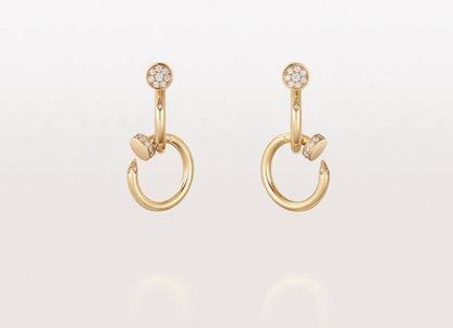 [Riva Jewelry]NAIL COLLECTION DIAMOND SET DOUBLE HOOP EARRINGS