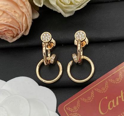 [Riva Jewelry]NAIL COLLECTION DIAMOND SET DOUBLE HOOP EARRINGS