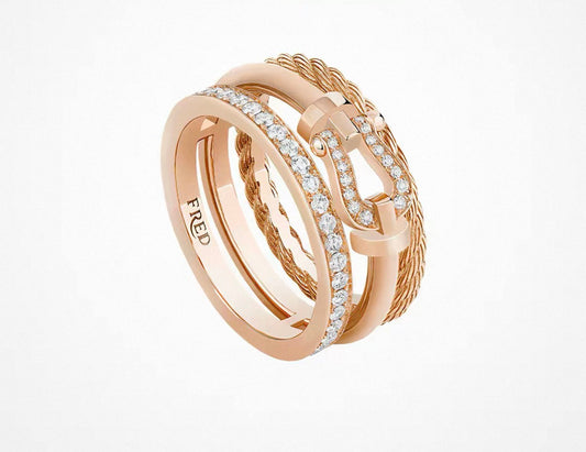[Riva Jewelry]FORCE 10 RISE SERIES LARGE-SIZED 18K GOLD HALF-SET DIAMOND RING