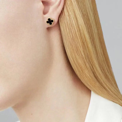 [Riva Jewelry ]CLOVER MINI 9.5MM BLACK MOP EARRINGS