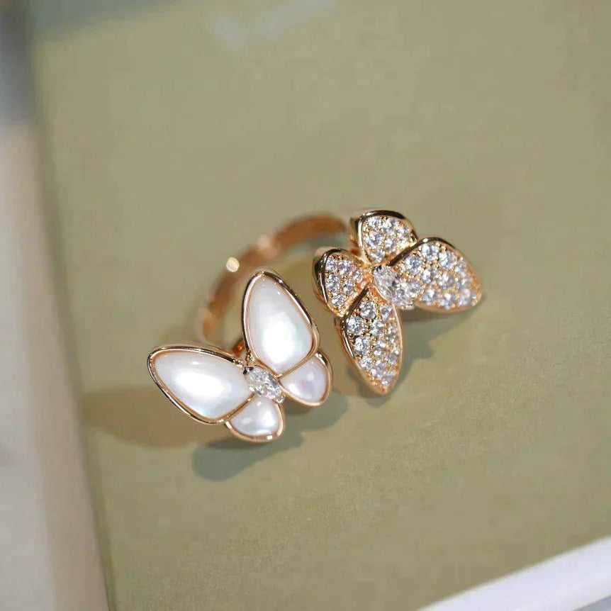 [Riva Jewelry ]TWIN BUTTERFLY DIAMOND MOP RING