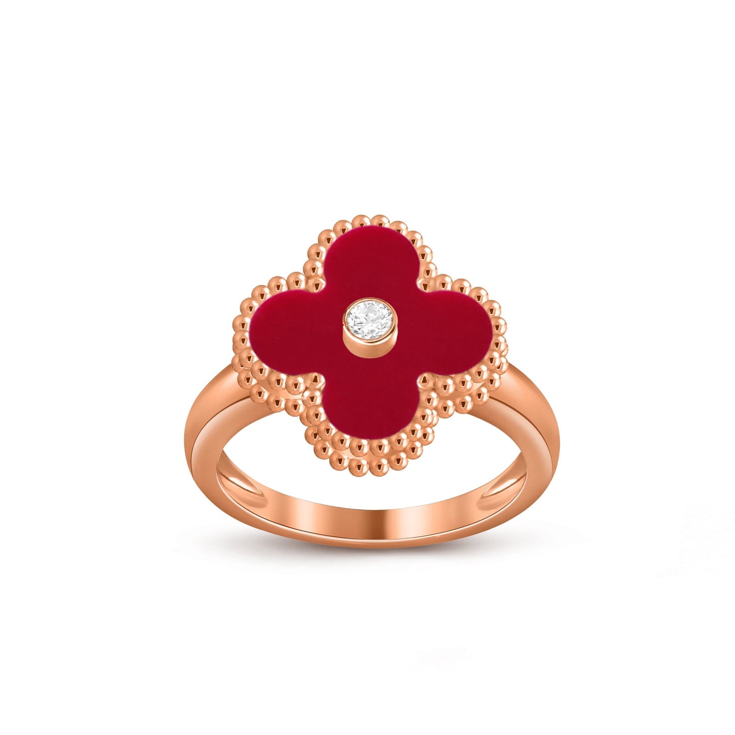 [Riva Jewelry]Glücks-Klee Diamant-Akzent-Roségoldring-Kollektion