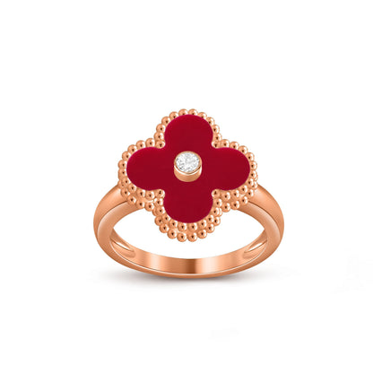 [Riva Jewelry]Glücks-Klee Diamant-Akzent-Roségoldring-Kollektion