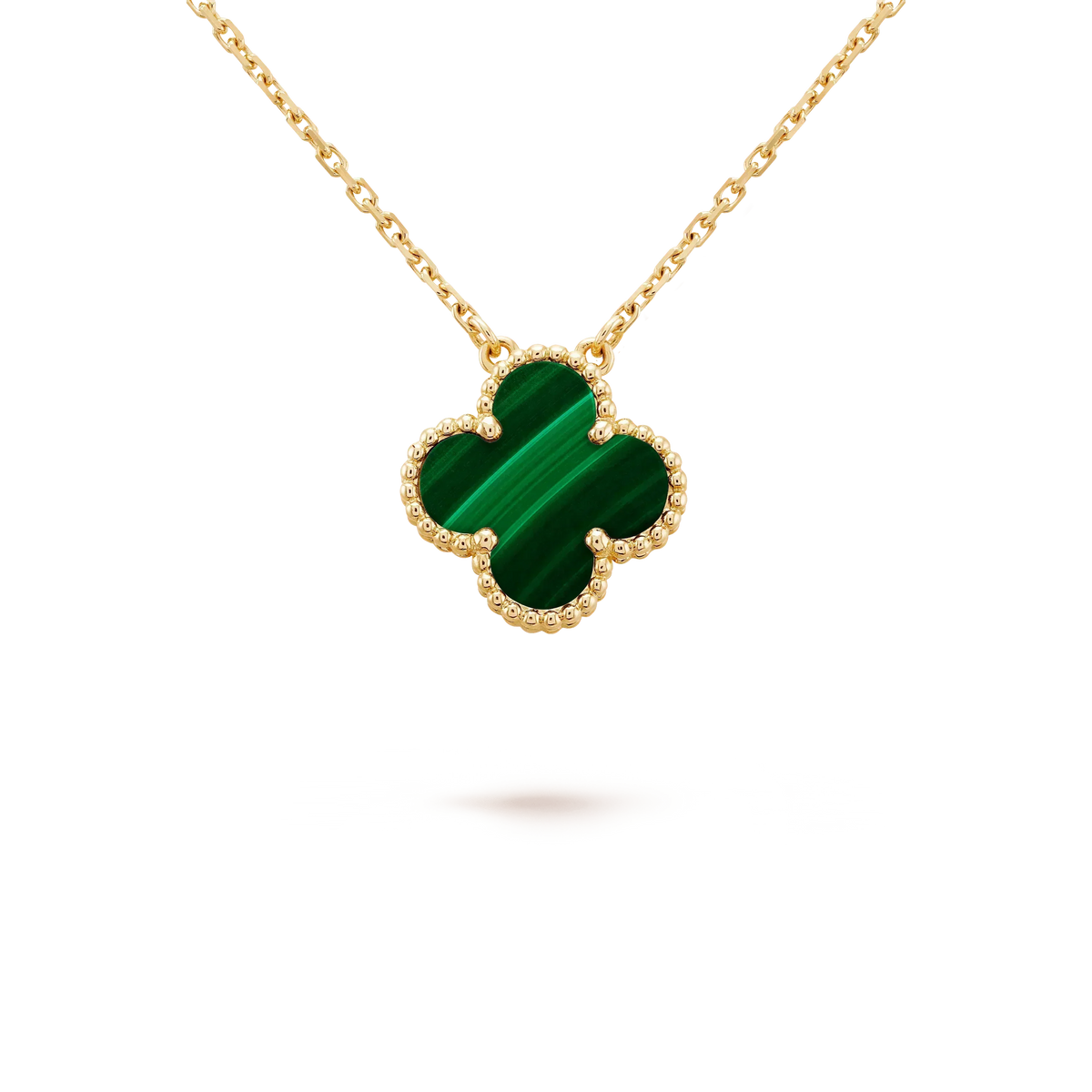 [Riva Jewelry ]CLOVER 15MM MALACHITE SINGLE FLOWER  NECKLACE
