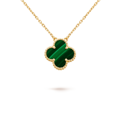 [Riva Jewelry ]CLOVER 15MM MALACHITE SINGLE FLOWER  NECKLACE