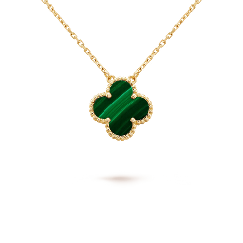 [Riva Jewelry ]CLOVER 15MM MALACHITE SINGLE FLOWER  NECKLACE