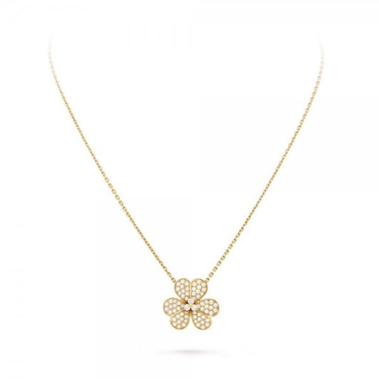 [Riva Jewelry]PAVÉ DIAMOND FLOWER CHARM NECKLACE