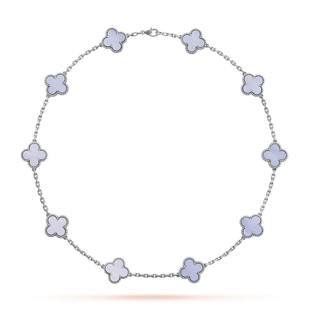 [Riva Jewelry ]CLOVER 10 MOTIFS BLUE CHALCEDONY NECKLACE