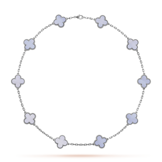 [Riva Jewelry ]CLOVER 10 MOTIFS BLUE CHALCEDONY NECKLACE